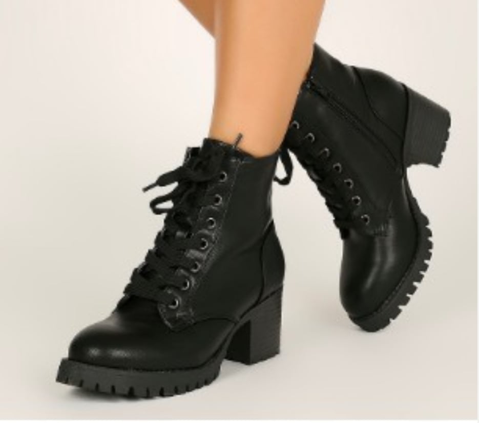 Black Wide Heel Boots