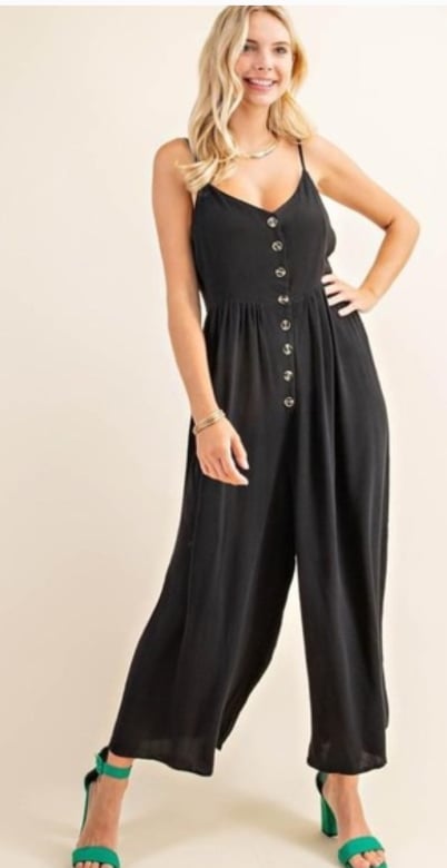 Allover Print Button Front Jumpsuit