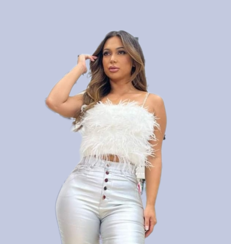 Top with feather details