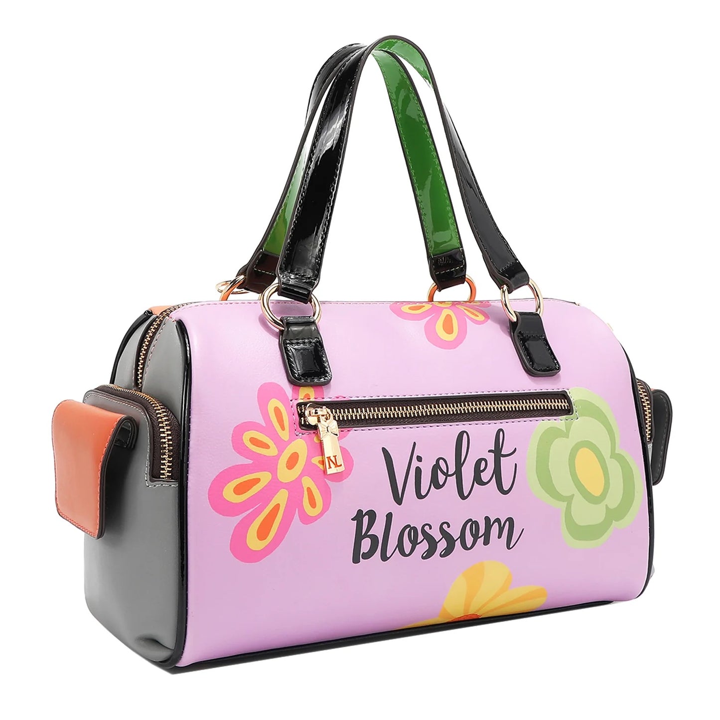 VIOLET BLOSSOM WIDE HANDBAG
