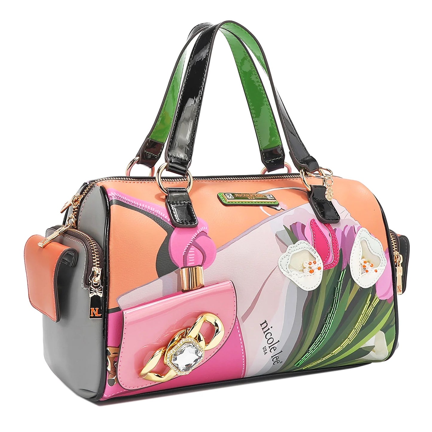 VIOLET BLOSSOM WIDE HANDBAG
