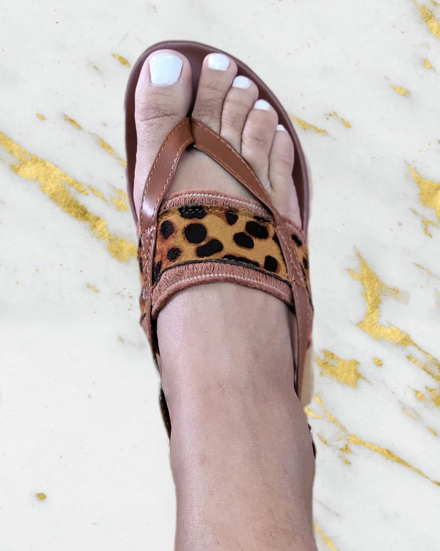 Raw Hem Leopard Clip Toe Sandals