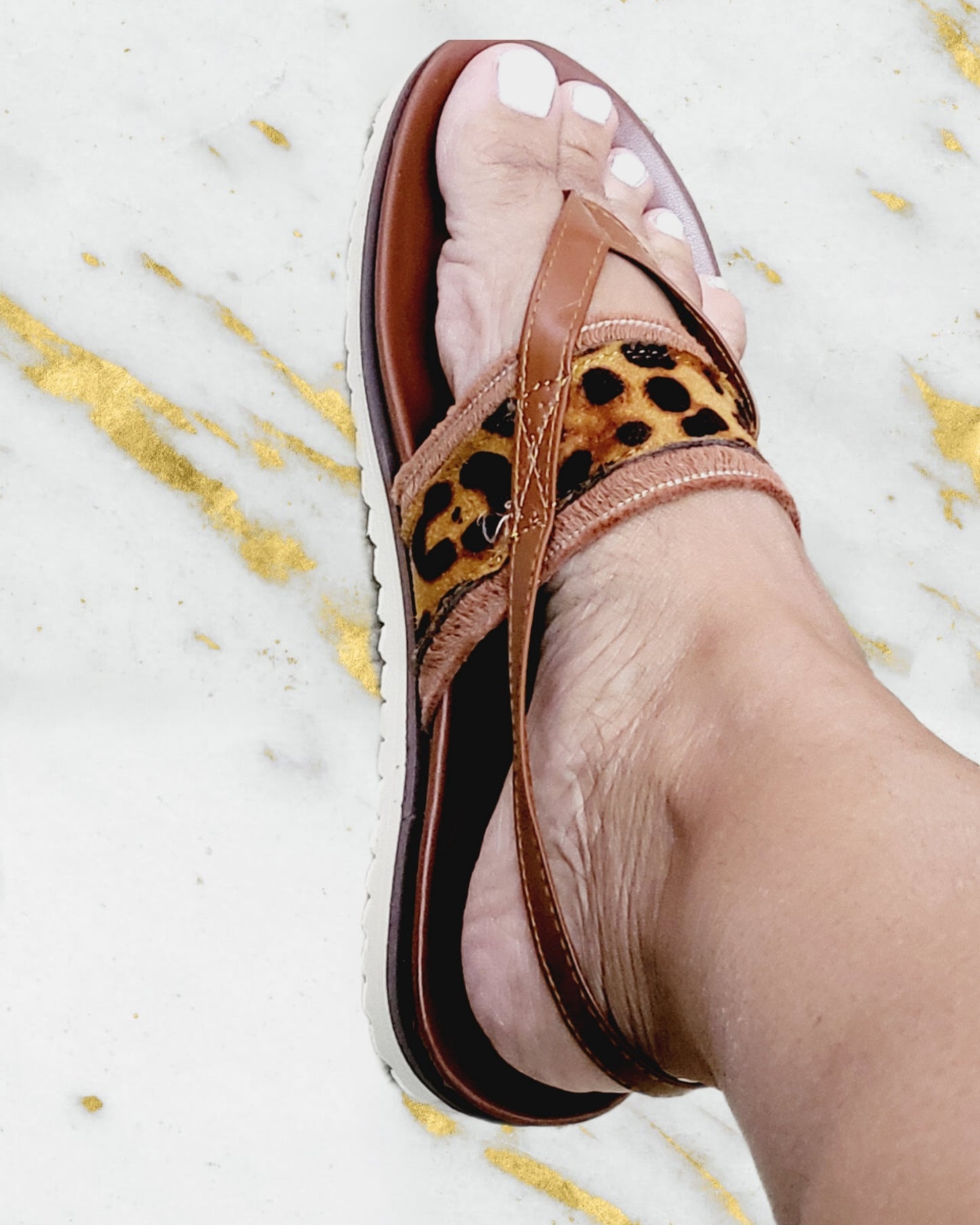 Raw Hem Leopard Clip Toe Sandals