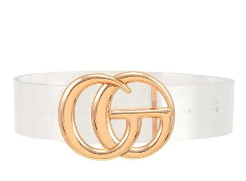 Classic Clear and Gold GO Buckle Belts