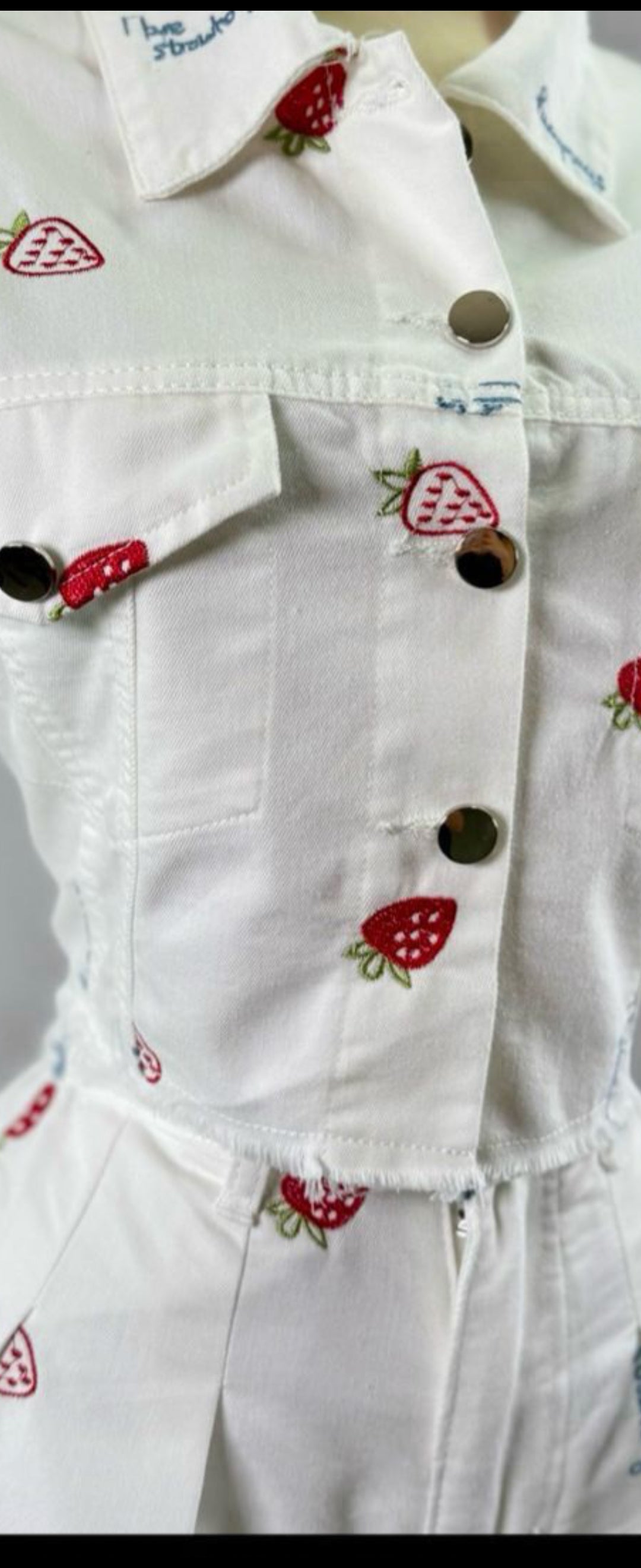Strawberry white denim set