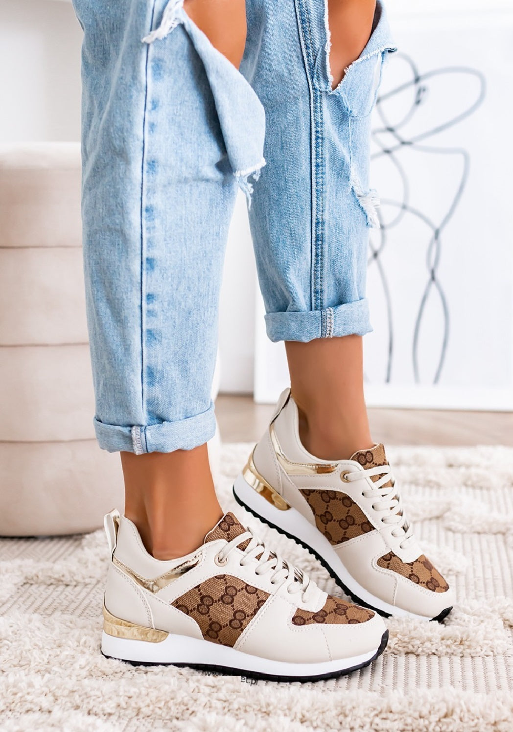 Fashion Printed Faux Leather Trainers Sneakers