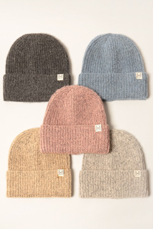 Soft Basic Ribbed Knit Cuff Beanie Hat