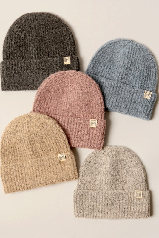 Soft Basic Ribbed Knit Cuff Beanie Hat