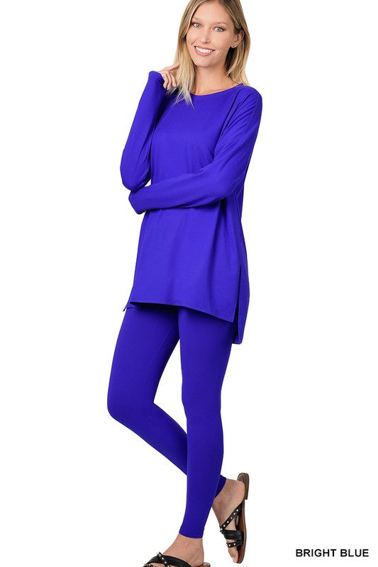 BRUSHED DTY MICROFIBER LOUNGEWEAR SET