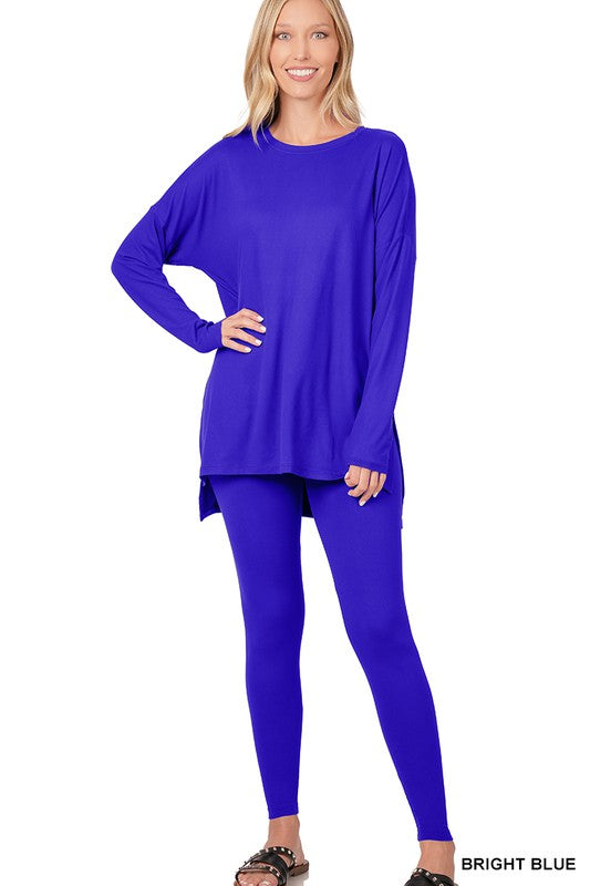 BRUSHED DTY MICROFIBER LOUNGEWEAR SET