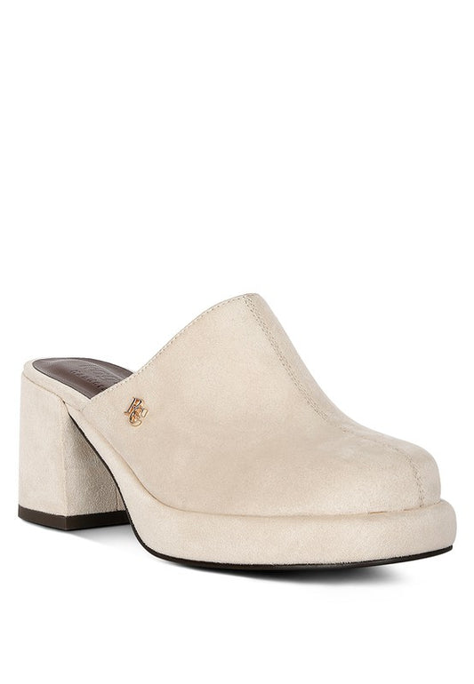 DELAUNAY Suede Heeled Mule Sandals