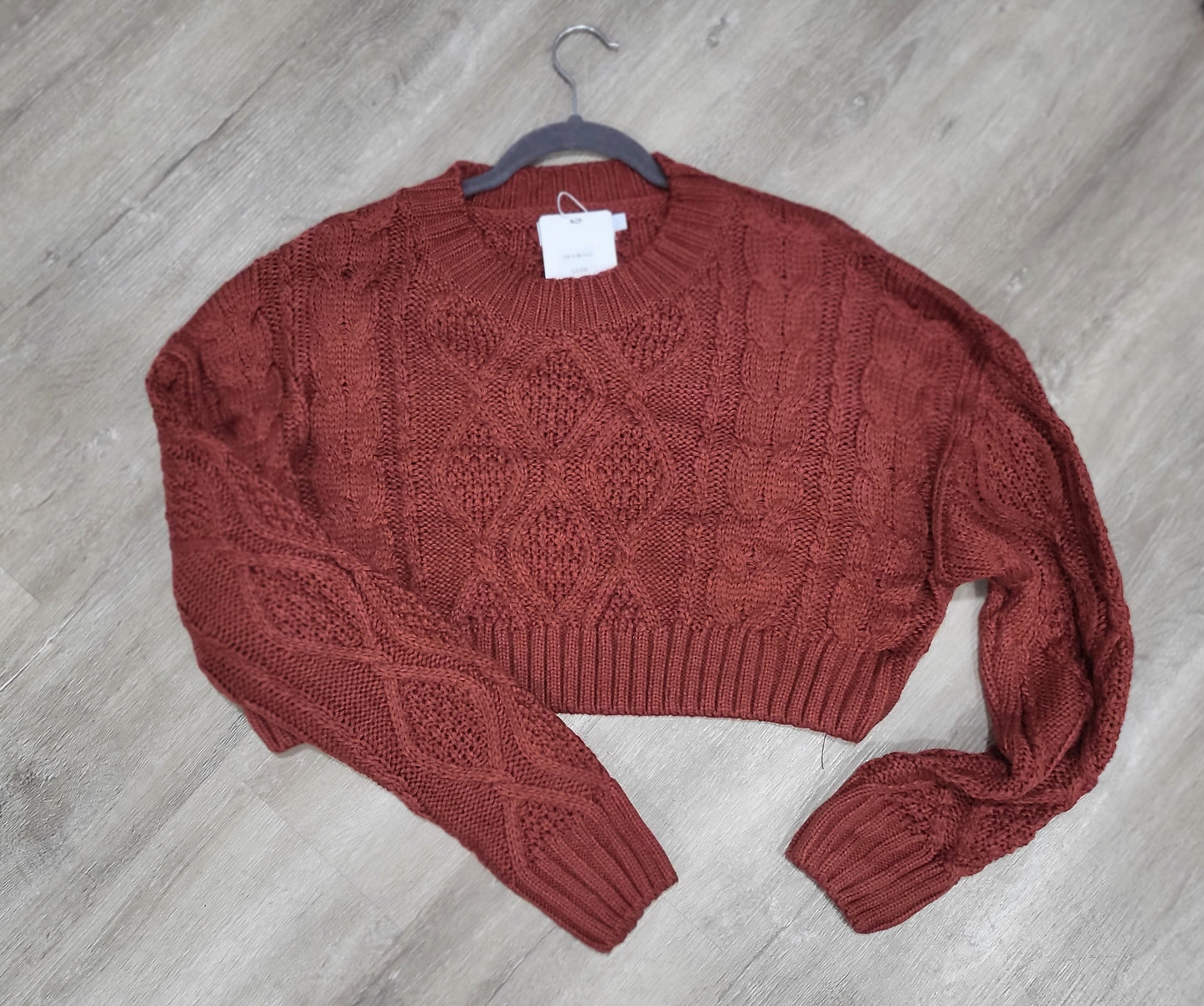 Knitted Style Long Sleeve Cropped Sweater