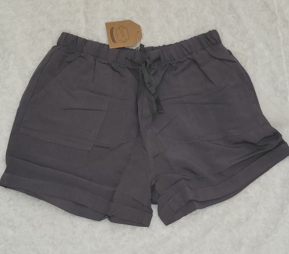 Women's Linen-Like Charcoal Cuffed Shorts