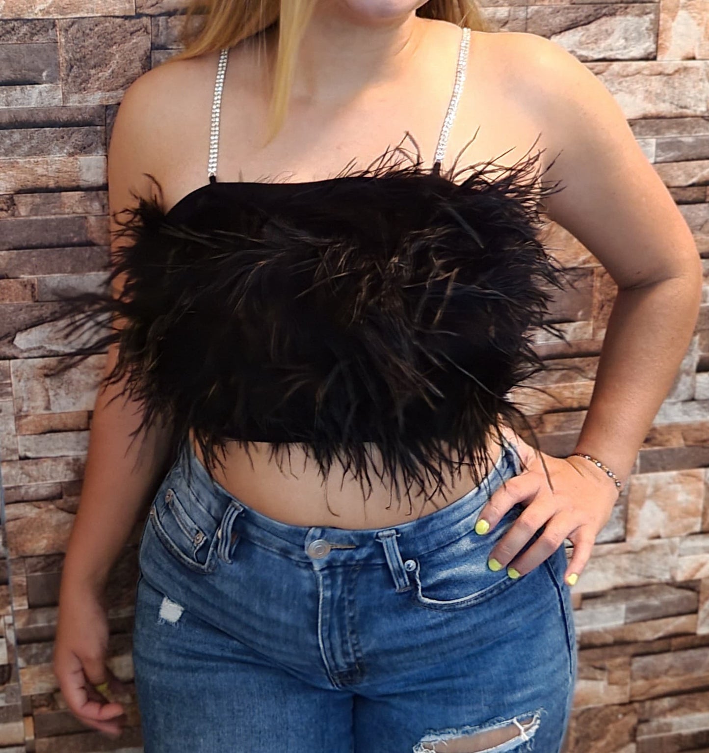 Top with feather details